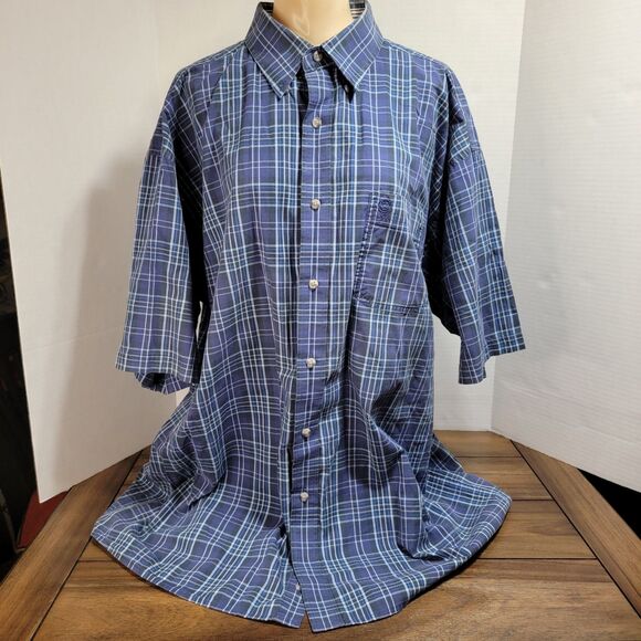 Wrangler George Strait Cowboy Cut Collection SS Dark Blue Plaid - Size XXL - Picture 1 of 4